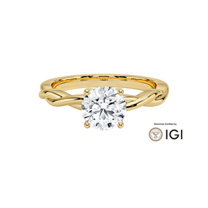 1 carat Lab-grown Round Diamond in Yellowgold Setting 1 carat Lab-grown Round Diamond in Yellowgold Setting