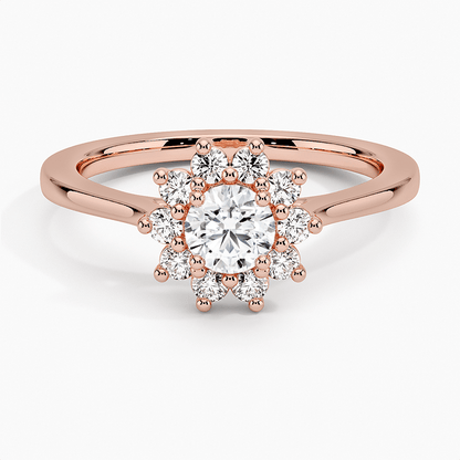Sunflower Halo Round Diamond Engagement Ring