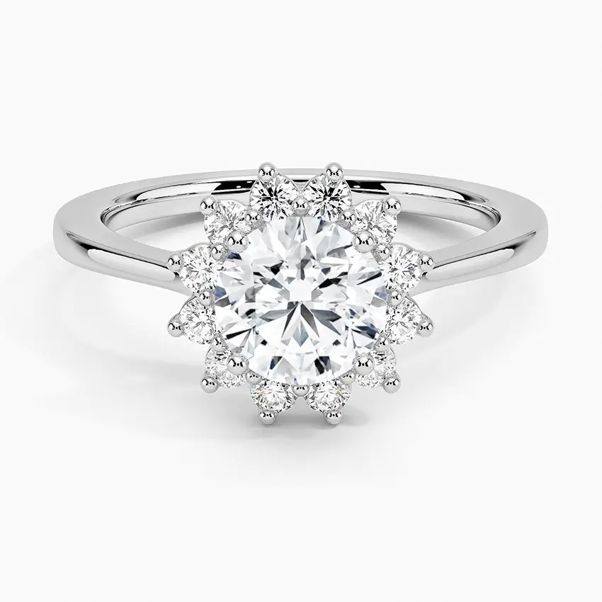 Sunflower Halo Round Diamond Engagement Ring
