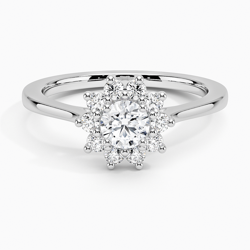 Sunflower Halo Round Diamond Engagement Ring