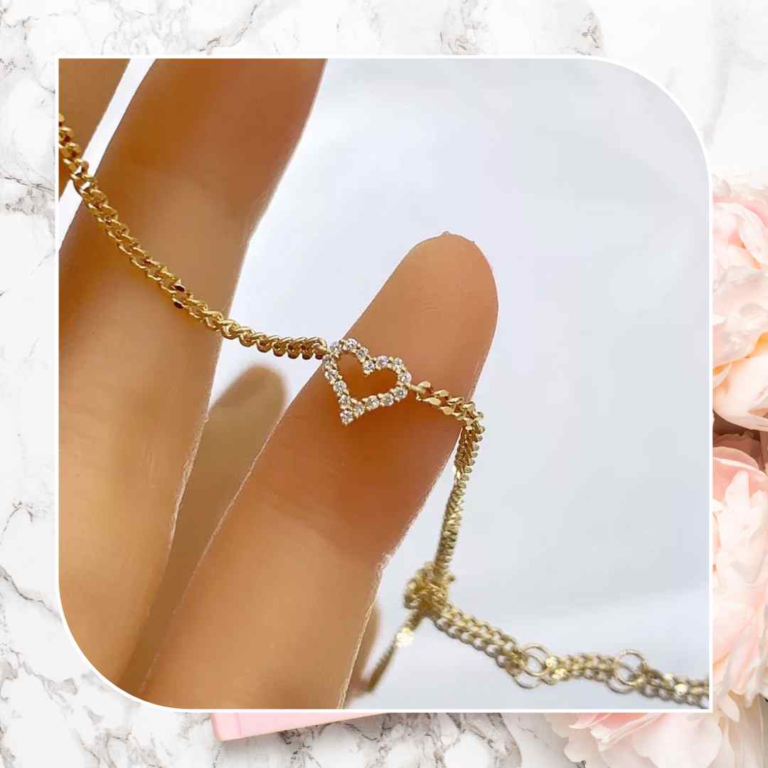 Mini open heart Diamond 18K Bracelet