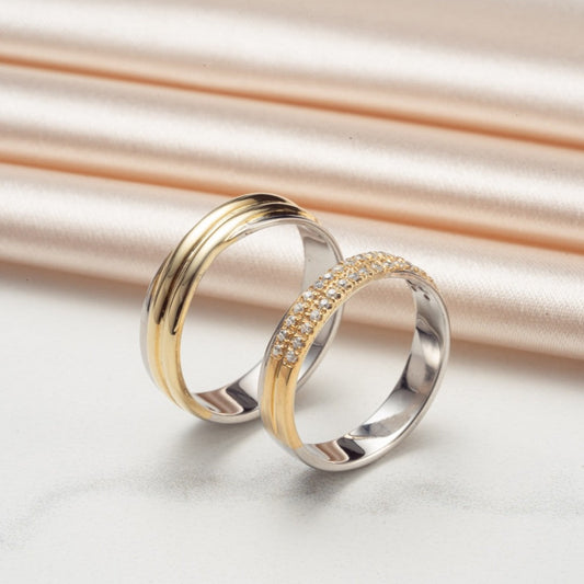 Bonnie Infinity Double Layer Half Eternity Diamond Two-tone gold Wedding Rings